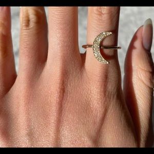 14k yellow gold & Diamond Crescent Ring